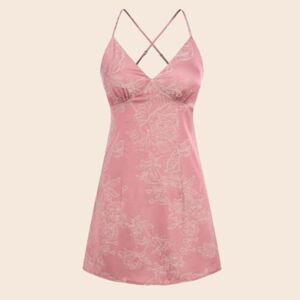 Cider Floral Criss Cross Satin Mini Dress Size Medium